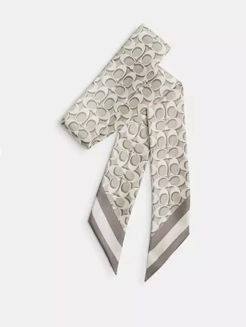 CoachSignature Silk Skinny Scarf in Bone/BNWT